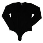 SWAP fehérnemű elasztikus hosszú ujjú pamut body, tanga fazonban, fekete.