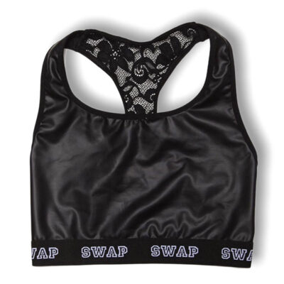 SWAP fehérnemű bőrhatású top, csipkés hátrésszel.